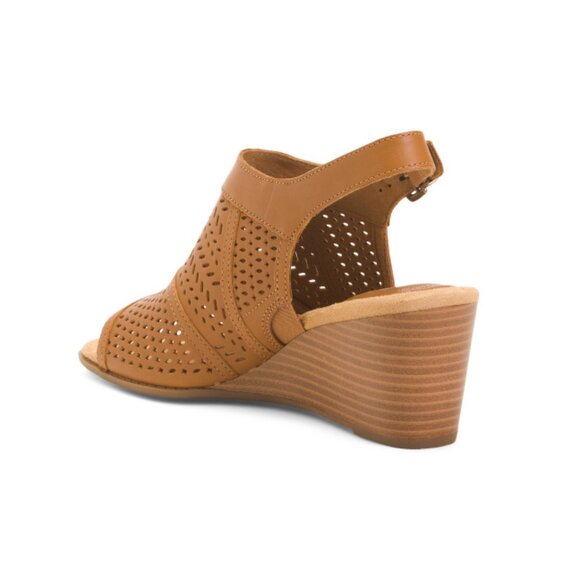 CLARKS Cinnamon Leather Emmalae Hope Wedge Sandals - Picture 2 of 2